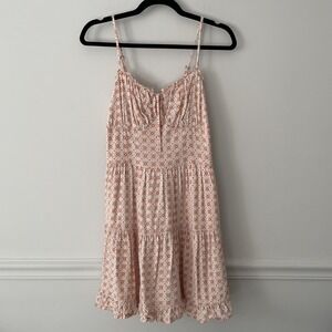 Tiered Milkmaid‎ Babydoll Floral Dress Pink Sz M Ruffles Smocked Cottage Western
